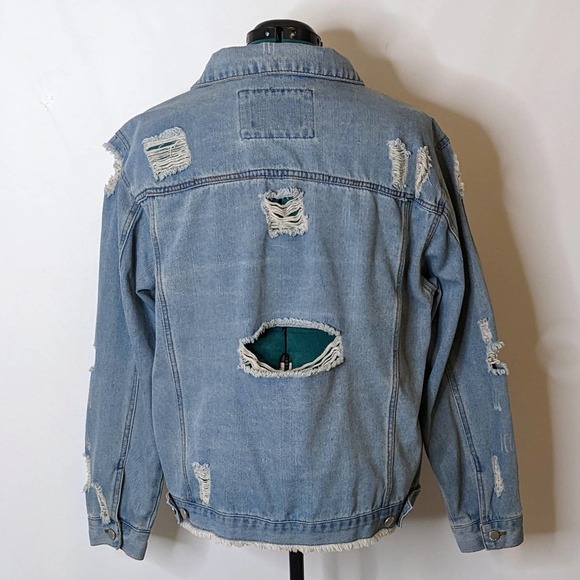 Ashley-Vintage Charm Very Distressed Blue Denim Jean Jacket Women's Size 1X NEW - Picture 2 of 9
